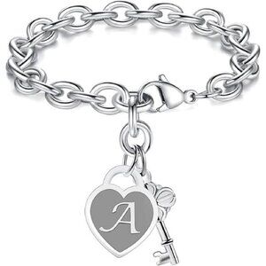 Initial Charm Bracelets Stainless Steel A Heart Bracelet